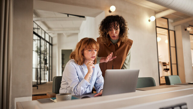 Young businesswomen working on a laptop