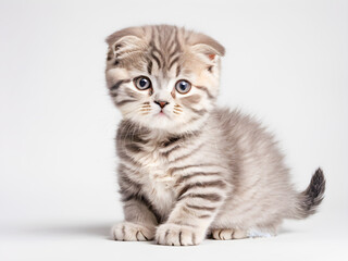 Obraz premium British kitten on white background. Studio shot. Shorthair.