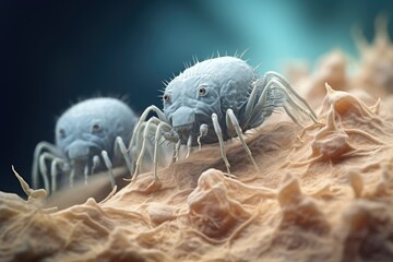 Dust mite under the microscope - obrazy, fototapety, plakaty