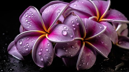 Beautiful Purple Frangipani or Plumeria flowers. Springtime Concept. Valentine's Day Concept with a Copy Space. Mother's Day.