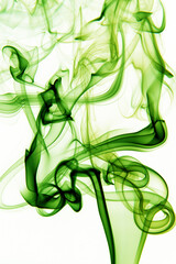 Abstract green smoke shape on white background