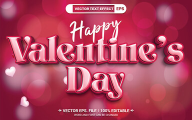 Happy valentine day pink 3d editable vector text style effect