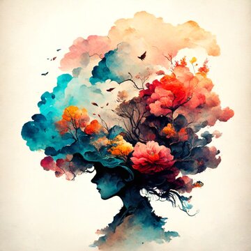 watercolor background with flowers