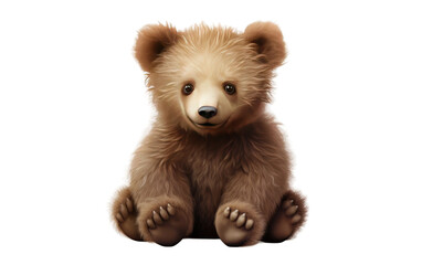 Fototapeta premium Brown Cozy Cuddle Bear Sitting on a Clear Surface or PNG Transparent Background.
