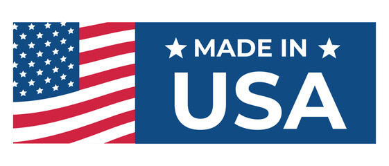 Made in USA emblem. Flat banner.
