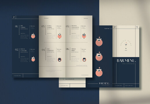 Art Deco Trifold Cocktail Menu