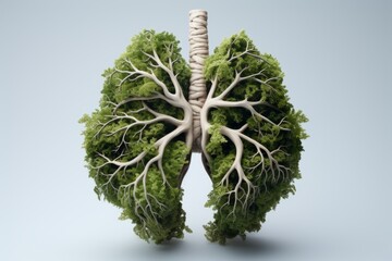 Trees simulating a lung,Green trees simulating a lung on behalf of the environment - obrazy, fototapety, plakaty