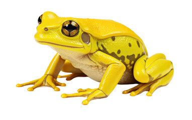 Yellow Croaking Frog Stuffed with Beautiful Leg on a Clear Surface or PNG Transparent Background.