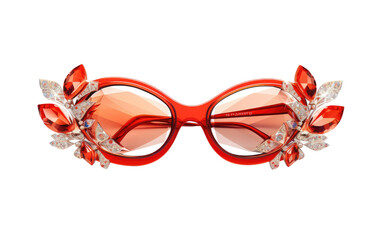 Crystal Elite Eyewear Glasses in Red Color and Unique Design on a Clear Surface or PNG Transparent Background.