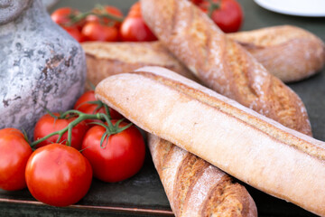 pan, tomates, fresco, alimento, sano