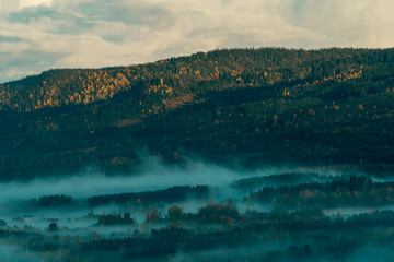 View of Toten and the Totenaasen Hills, Norway, in fall.