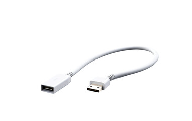 Fototapeta premium Short Port Cable in Shinning White Color on a Clear Surface or PNG Transparent Background.