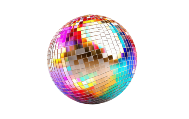 Dizzy Dancers Disco Shinning Ball on a Clear Surface or PNG Transparent Background.