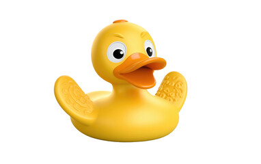 Fototapeta premium Doodle Duck in Yellow Color with Smiling Face on a Clear Surface or PNG Transparent Background.