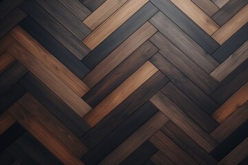 Dark wood texture background, herringbone pattern, copy space