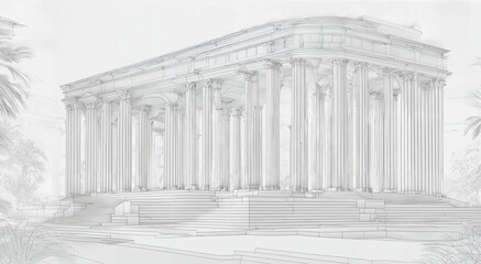Digital Echoes of Classical Architecture - obrazy, fototapety, plakaty