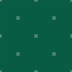 Vector geometric pattern on green background. Festive ornament in retro style. Christmas simple seamless abstract texture