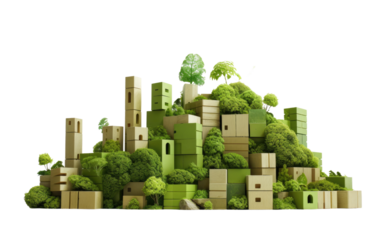 Eco Friendly Building Blocks for Building on a Clear Surface or PNG Transparent Background.