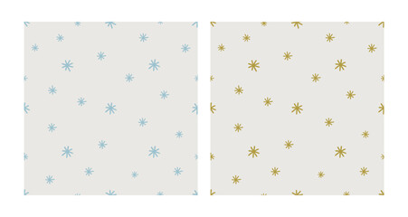 Snowflakes pattern set. Festive ornament in retro style. Christmas simple seamless abstract texture