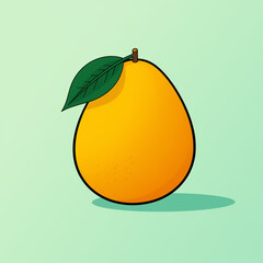 Simple graphic of a ripe Mango fruit. Flat clean cartoon 2D illustration style