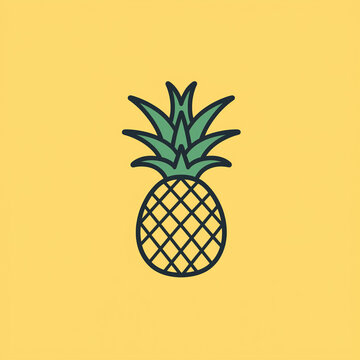 Simple graphic of a ripe Pineapple fruit. Flat clean cartoon 2D illustration style