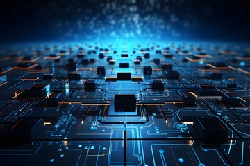 Obraz premium Dynamic Futuristic Circuit: Blue Background Vector