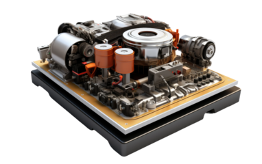 Engine Control Module in Technological Era on a Clear Surface or PNG Transparent Background.