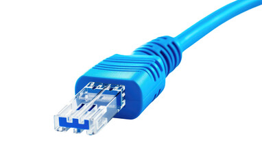 Blue Cable in Portable Device on a Clear Surface or PNG Transparent Background.