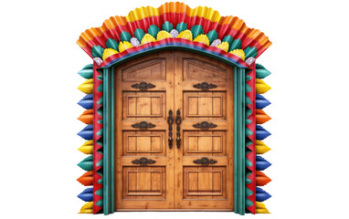 Fiesta Fanfare Door Design with Different Elements on a Clear Surface or PNG Transparent Background.