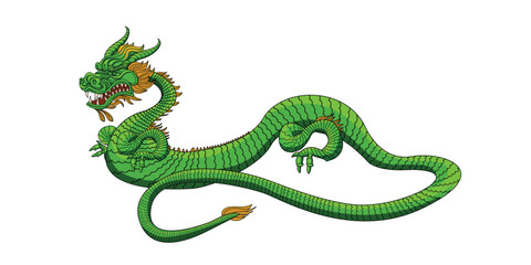 Green tree dragon .Vector illustration.