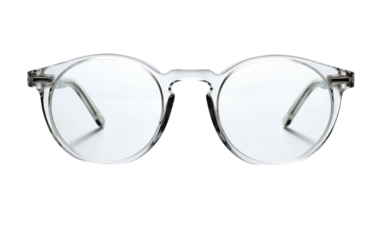 Flaw less Round Optics Glasses on a Clear Surface or PNG Transparent Background.
