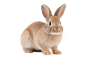 Fototapeta premium Bunny in Brown Color with Long Ear on a Clear Surface or PNG Transparent Background.
