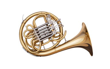 French Horn in Stunning Look on a Clear Surface or PNG Transparent Background.