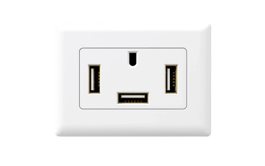 Front Panel USB Ports in White Color on a Clear Surface or PNG Transparent Background.