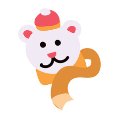 Isolated christmas polar bear avatar sketch icon Vector