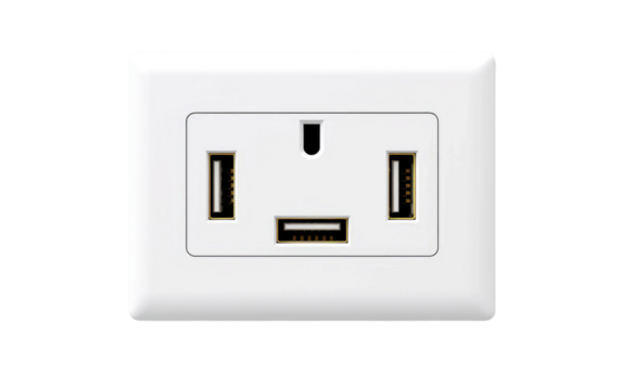 Front Panel USB Ports in White Color on a Clear Surface or PNG Transparent Background.
