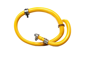 Fuel Line Pipe in Yellow Color on a Clear Surface or PNG Transparent Background.