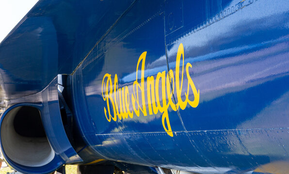 Blue Angels Text on a Blue Angels Jet