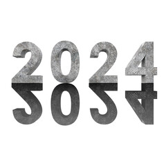 2024 word art, extruded font 3d rendering with transparent background