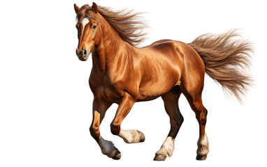 Long Galloping Horse Stuffed in Stunning Look on a Clear Surface or PNG Transparent Background.