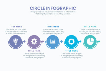 Minimal business circle infographic design template for cycling diagram. presentation and round chart. Business concept with 5 stages. Modern flat vector illustration for data visualization.