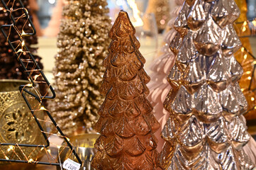 Christmas tree deco xmas decoration background in a store on holiday. 