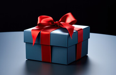 Obraz premium A luxury box adorned with a ribbon set against a festive scene.