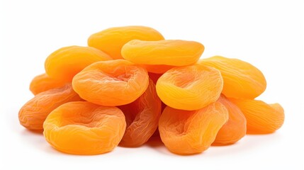 Nature's sweetness! vibrant display of dried apricots isolated on a pristine white background.