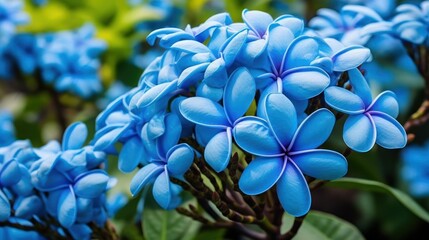 Close up of beautiful blue plumeria flower in the garden background. Springtime Concept....