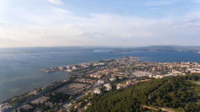 Panoramic skyline of Sete beside the Mediterranean