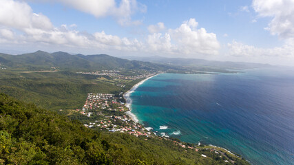 Fototapeta premium Aerial shot view from Morne l'archer Martinique