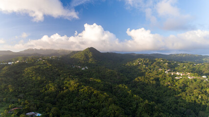 Dusk descends on a Martinique mountain town.
