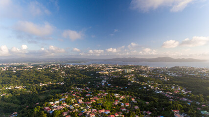 Sunset glow on Martinique's hillside homes.