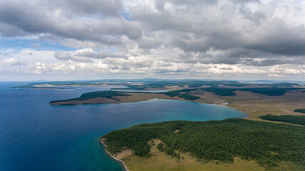 Expansive view of Lake Khuvsgul's moody waters